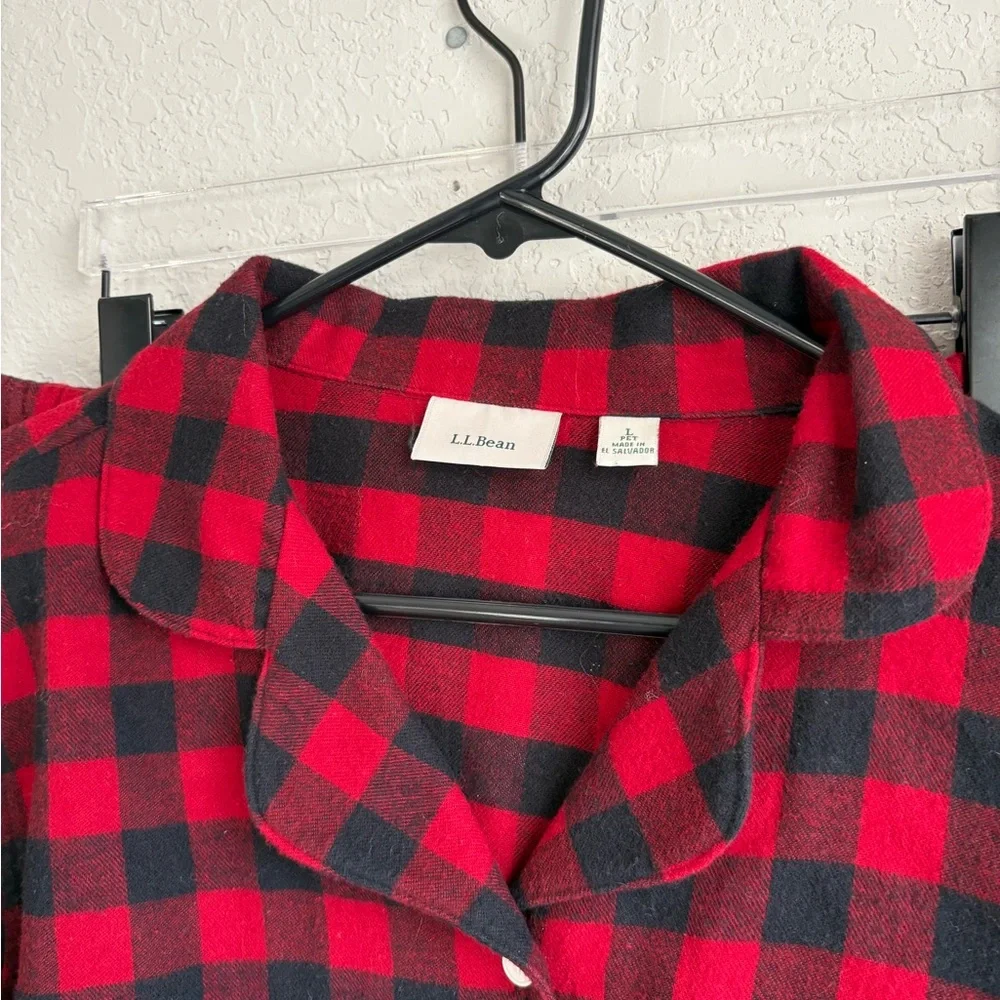 LL Bean Scotch Plaid Flannel Pajama Set Large Red Black Buffalo Check Rob Roy - Picture 5 of 6
